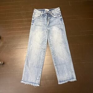 Risen Jeans Women’s Size 11 High Rise Straight Crop Raw Hem Light Wash